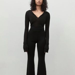 STUNNING st. agni rib knit polo top — black